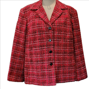 VILLAGER BY LIZ CLAIBORNE Red Plaid Jacket